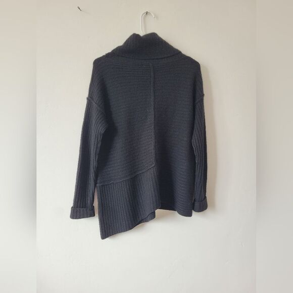 Elaine Kim 100% Cashmere Turtleneck Sweater Black Lagenlook Hanky Hem Medium - Picture 12 of 12